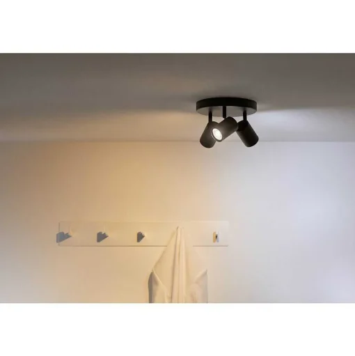 Plafonnier Philips Wiz Imageo Led Noir, 3 Lumieres, Changeur De Couleurs