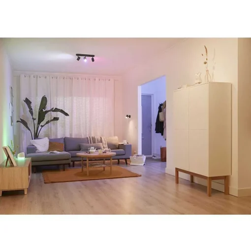 Plafonnier Philips Wiz Imageo Led Noir, 3 Lumieres, Changeur De Couleurs