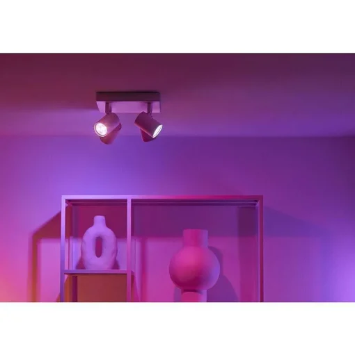 Plafonnier Philips Wiz Imageo Led Blanc, 4 Lumieres, Changeur De Couleurs