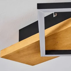 Plafonnier Pompu Led Bois Clair, Noir, 1 Lumiere