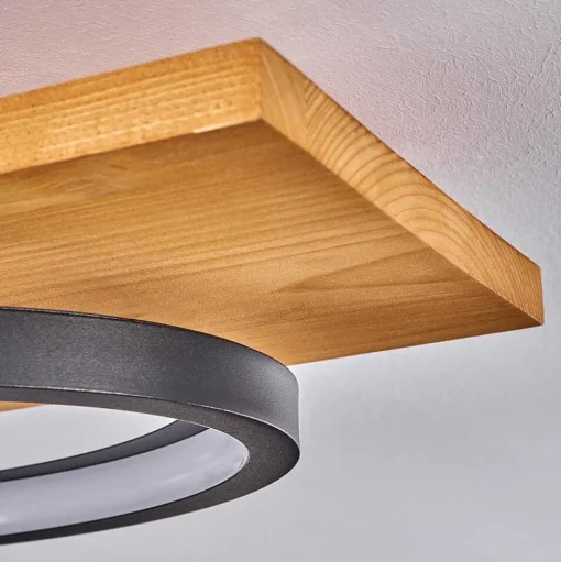 Plafonnier Pompu Led Ecru, Noir, 1 Lumiere
