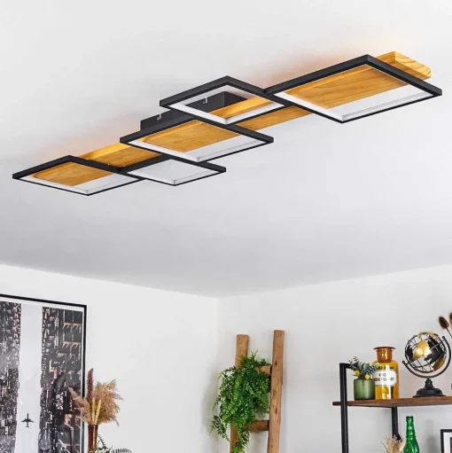 Plafonnier Pompu Led Ecru, Noir, 1 Lumiere