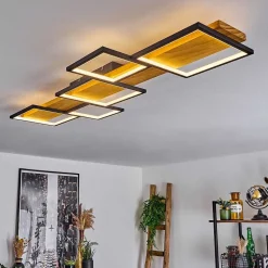 Plafonnier Pompu Led Ecru, Noir, 1 Lumiere