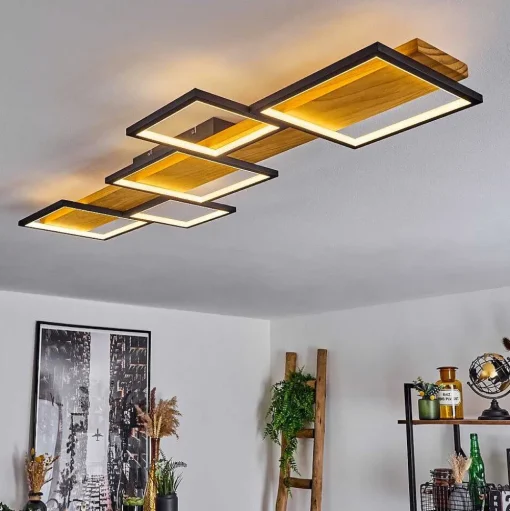 Plafonnier Pompu Led Ecru, Noir, 1 Lumiere