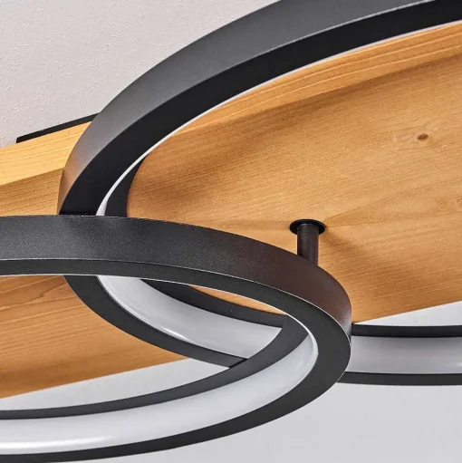 Plafonnier Pompu Led Ecru, Noir, 1 Lumiere