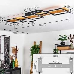 Plafonnier Pompu Led Ecru, Noir, 1 Lumiere