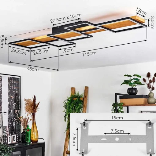 Plafonnier Pompu Led Ecru, Noir, 1 Lumiere