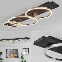 Plafonnier Pompu Led Noir, 3 Lumieres