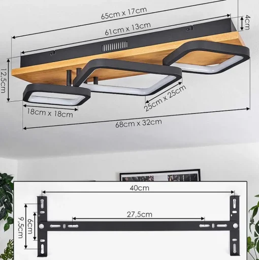 Plafonnier Pompu Led Noir, 1 Lumiere