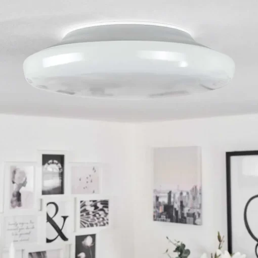 Plafonnier Ral Led Argente, Blanc, 1 Lumiere, Telecommandes, Changeur De Couleurs