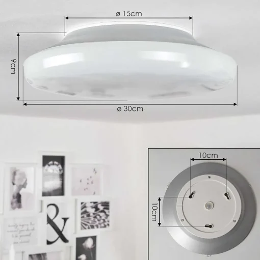Plafonnier Ral Led Argente, Blanc, 1 Lumiere, Telecommandes, Changeur De Couleurs