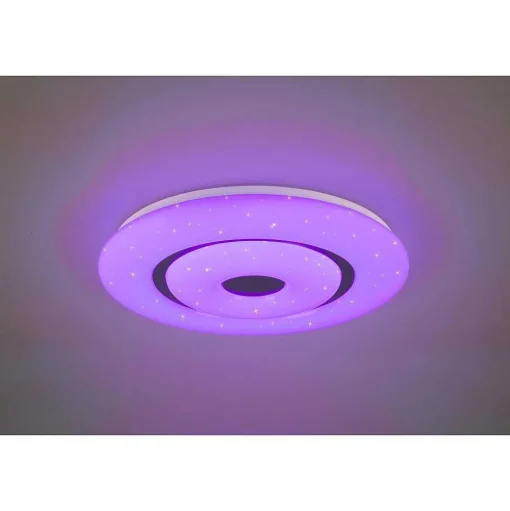 Plafonnier Reality Rana Led Noir, Blanc, 1 Lumiere, Telecommandes, Changeur De Couleurs