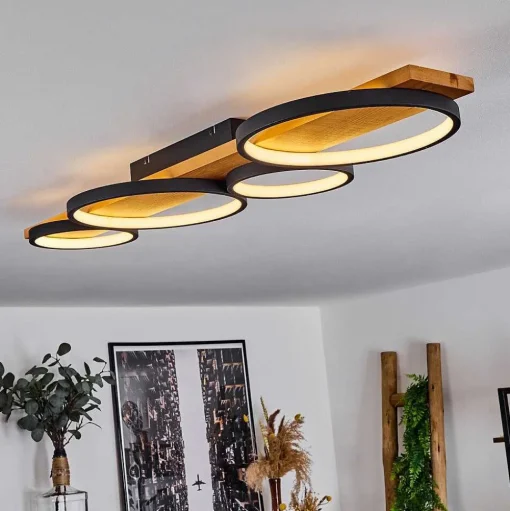 Plafonnier Rodekro Led Bois Clair, Noir, 1 Lumiere