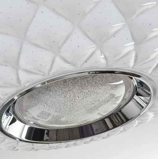 Plafonnier Roseto Led Chrome, Transparent, Blanc, 1 Lumiere, Telecommandes