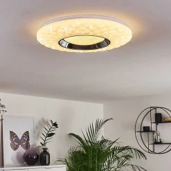 Plafonnier Roseto Led Chrome, Transparent, Blanc, 1 Lumiere, Telecommandes