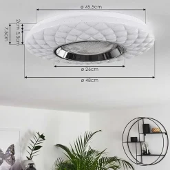 Plafonnier Roseto Led Chrome, Transparent, Blanc, 1 Lumiere, Telecommandes