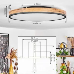Plafonnier Salmi Led Anthracite, Brun, Couleur Bois, Noir, 1 Lumiere, Telecommandes