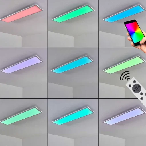Plafonnier Salmi Led Blanc, 1 Lumiere, Telecommandes, Changeur De Couleurs