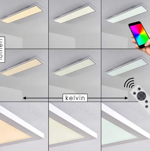 Plafonnier Salmi Led Blanc, 1 Lumiere, Telecommandes, Changeur De Couleurs