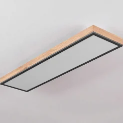Plafonnier Salmi Led Couleur Bois, Noir, Blanc, 1 Lumiere, Telecommandes