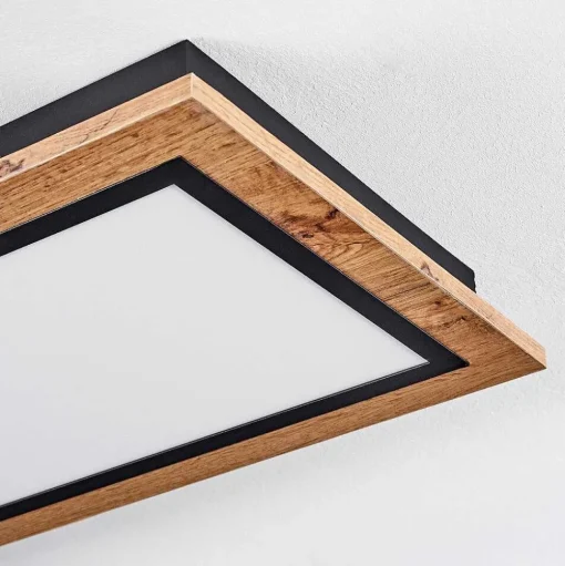 Plafonnier Salmi Led Couleur Bois, 1 Lumiere, Telecommandes