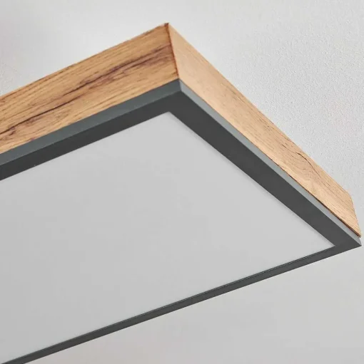 Plafonnier Salmi Led Couleur Bois, Noir, Blanc, 1 Lumiere