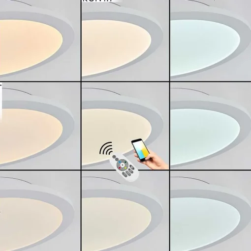 Plafonnier Sani Led Blanc, 1 Lumiere, Telecommandes, Changeur De Couleurs