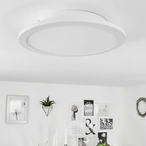 Plafonnier Sani Led Blanc, 1 Lumiere, Telecommandes, Changeur De Couleurs