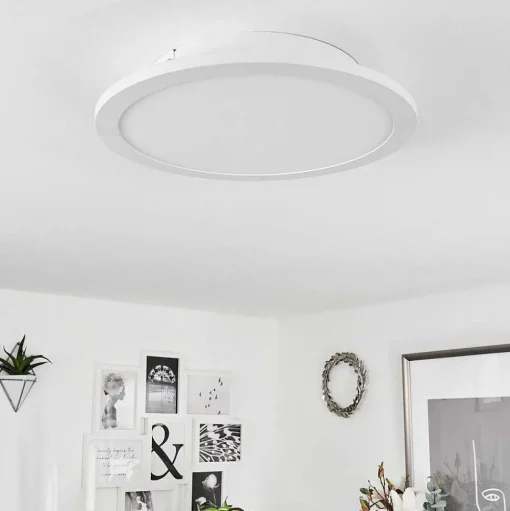 Plafonnier Sani Led Blanc, 1 Lumiere, Telecommandes, Changeur De Couleurs