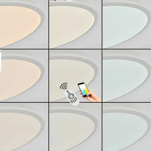 Plafonnier Sani Led Blanc, 1 Lumiere, Telecommandes, Changeur De Couleurs