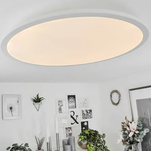 Plafonnier Sani Led Blanc, 1 Lumiere, Telecommandes, Changeur De Couleurs
