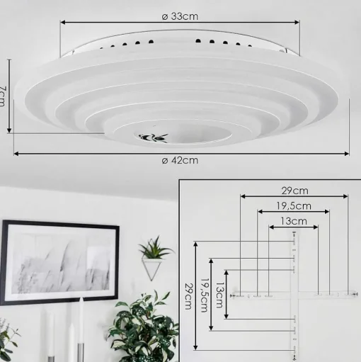 Plafonnier Takok Led Blanc, 1 Lumiere, Telecommandes