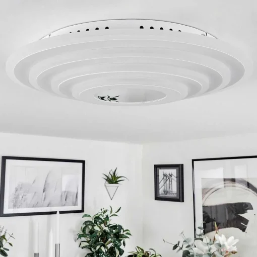 Plafonnier Takok Led Blanc, 1 Lumiere, Telecommandes