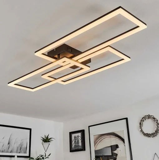 Plafonnier Taleta Led Noir, 1 Lumiere, Telecommandes
