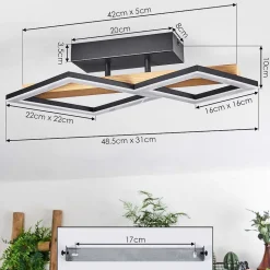 Plafonnier Tavon Led Ecru, Noir, 1 Lumiere