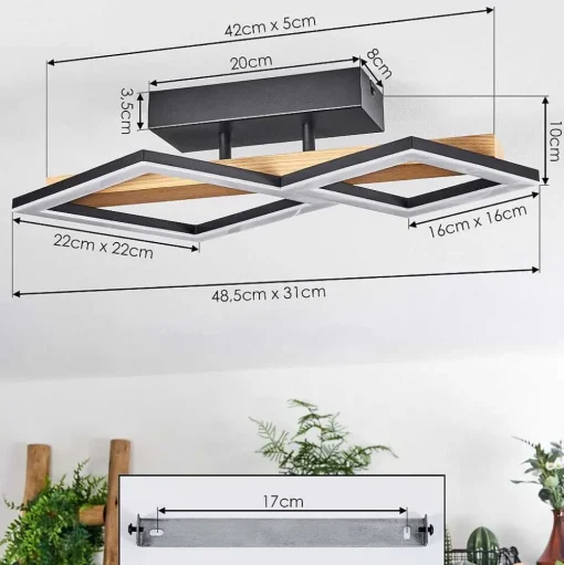 Plafonnier Tavon Led Ecru, Noir, 1 Lumiere