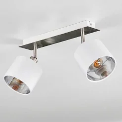 Plafonnier Tibro Nickel Mat, Blanc, 2 Lumieres