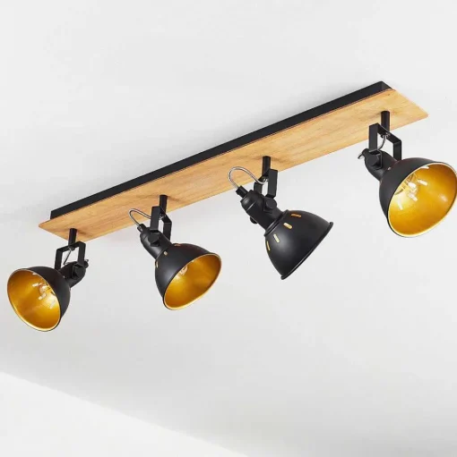 Plafonnier Tina Chrome, Ecru, Noir, 4 Lumieres