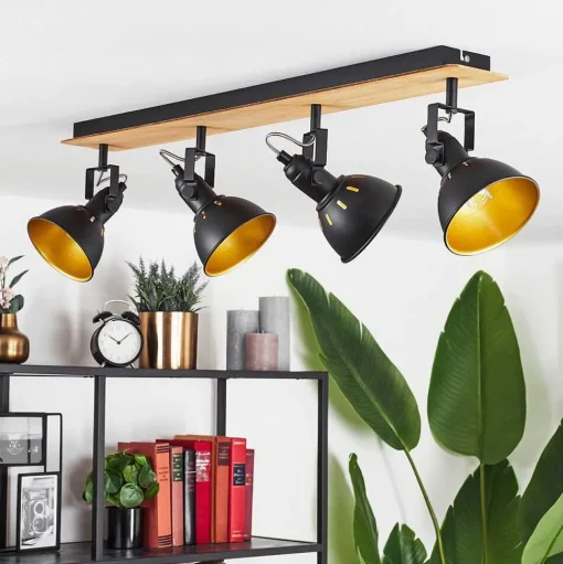 Plafonnier Tina Chrome, Ecru, Noir, 4 Lumieres
