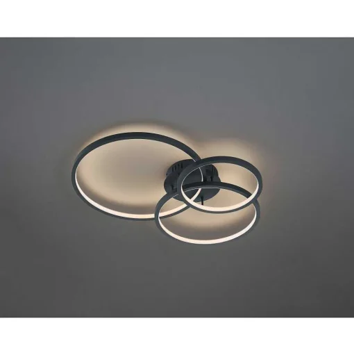 Plafonnier Trio Aaron Led Anthracite, 1 Lumiere, Telecommandes, Changeur De Couleurs