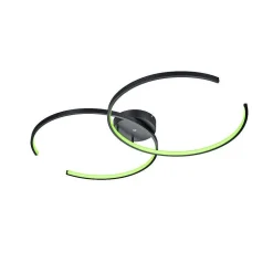 Plafonnier Trio Leuchten Wiz Citizen Led Noir, 2 Lumieres, Telecommandes, Changeur De Couleurs