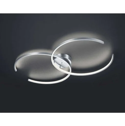 Plafonnier Trio Leuchten Wiz Citizen Led Nickel Mat, 2 Lumieres, Telecommandes, Changeur De Couleurs