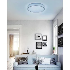 Plafonnier Trio Leuchten Wiz Diamo Led Blanc, 1 Lumiere, Telecommandes, Changeur De Couleurs