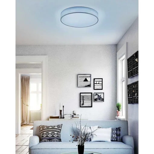 Plafonnier Trio Leuchten Wiz Diamo Led Blanc, 1 Lumiere, Telecommandes, Changeur De Couleurs