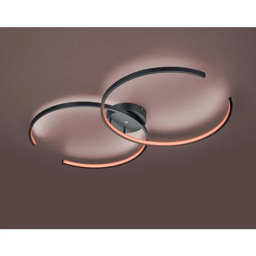 Plafonnier Trio Leuchten Wiz Citizen Led Noir, 2 Lumieres, Telecommandes, Changeur De Couleurs