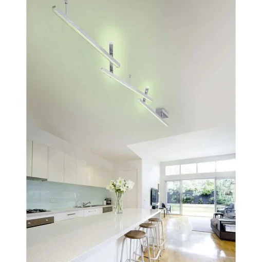 Plafonnier Trio Leuchten Wiz Melby Led Nickel Mat, 1 Lumiere, Telecommandes, Changeur De Couleurs