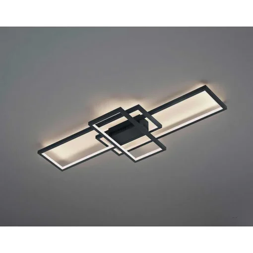 Plafonnier Trio Thiago Led Anthracite, 1 Lumiere, Telecommandes, Changeur De Couleurs