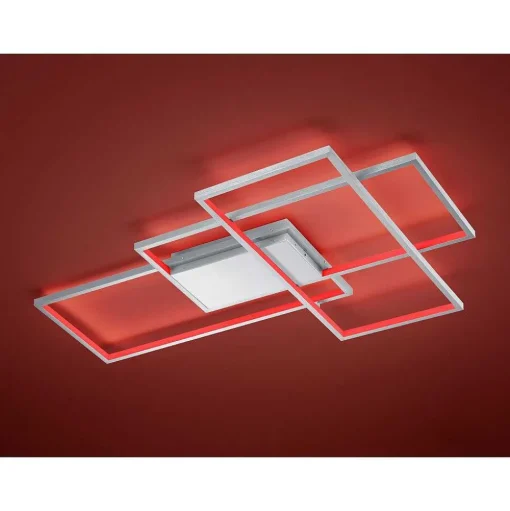 Plafonnier Trio Thiago Led Nickel Mat, 1 Lumiere, Telecommandes, Changeur De Couleurs