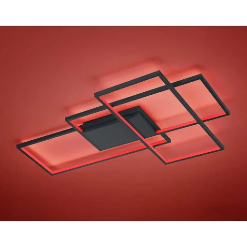 Plafonnier Trio Thiago Led Anthracite, 1 Lumiere, Telecommandes, Changeur De Couleurs
