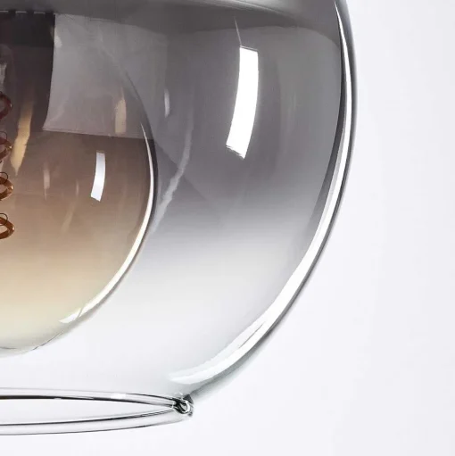 Plafonnier Verre 20 Cm Koyoto Clair, Fume, 4 Lumieres